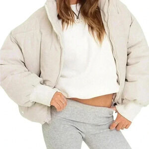 Women's Beige Puffer Jacket